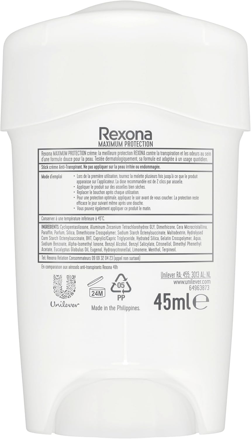 REXONA - stick Anti-transpirant, Déodorant Femme Confidence