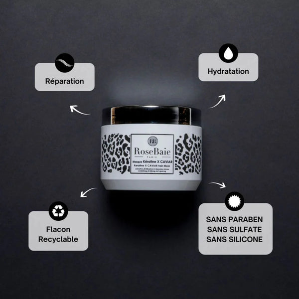 RoseBaie Masque Kératine x Caviar Réparation & Nutrition Intense 500ml