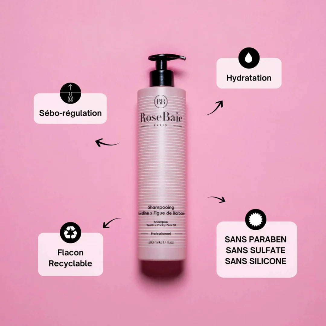 RoseBaie Shampoing Kératine x Figue de Barbarie 500ml
