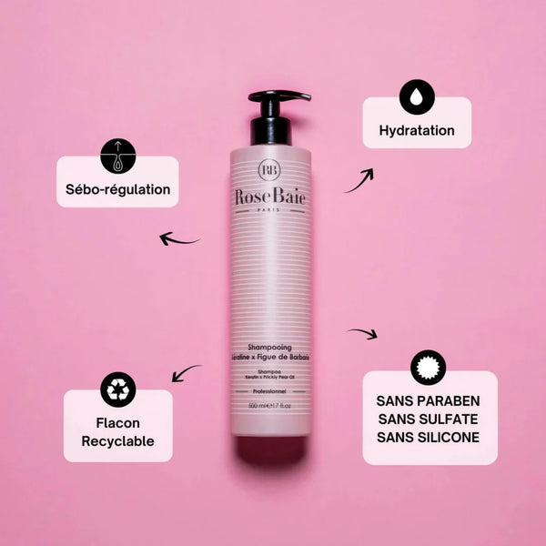RoseBaie Shampoing Kératine x Figue de Barbarie 500ml