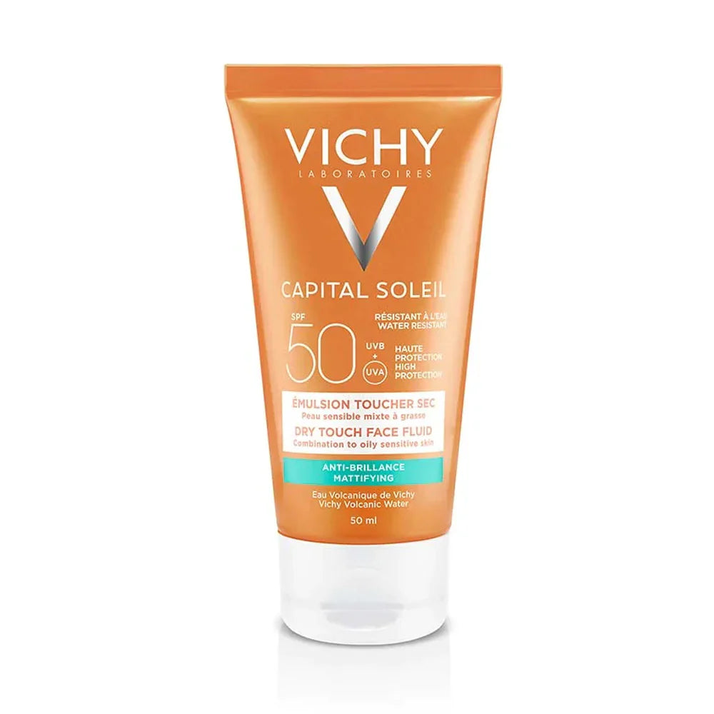 Vichy Capital Soleil Émulsion Anti-Brillance Toucher Sec SPF50 Peau Sensible Mixte à Grasse | 50ml
