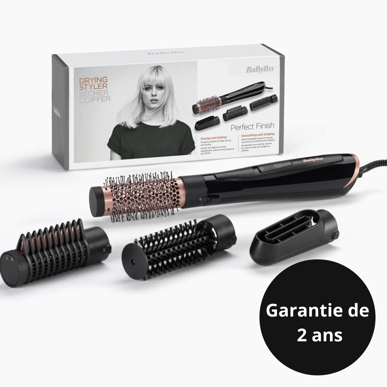 Brosse soufflante, 1000W, brosse à poils souples, mm thermique 38mm (AS126E)