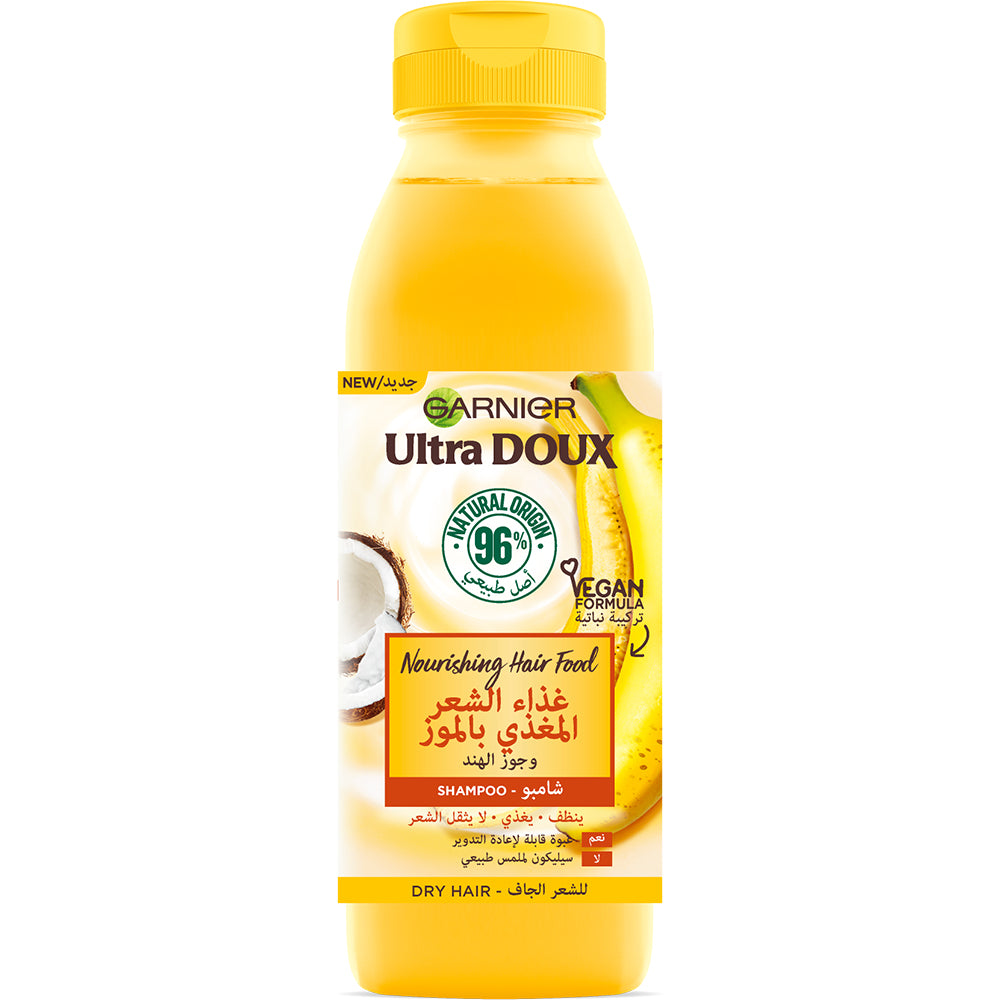 GARNIER ULTRA DOUX – HAIR FOOD – SHAMPOOING NOURISSANT À LA BANANE POUR CHEVEUX SECS – 350ML