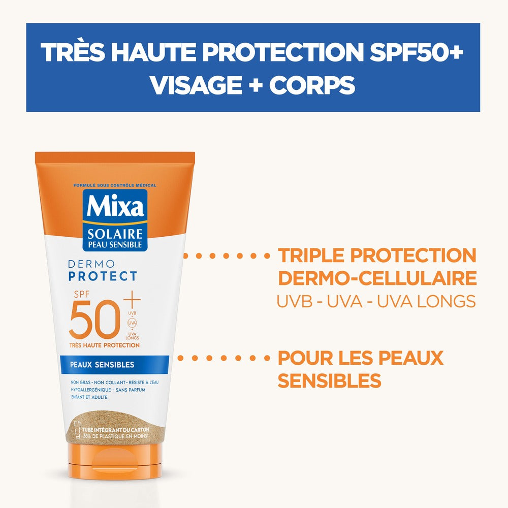 MIXA LAIT SOLAIRE PEAUX SENSIBLES SPF50+