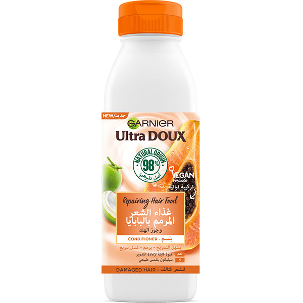 GARNIER ULTRA DOUX – HAIR FOOD – APRÈS SHAMPOOING RÉPARATEUR POUR CHEVEUX ABÎMÉS – 350ML