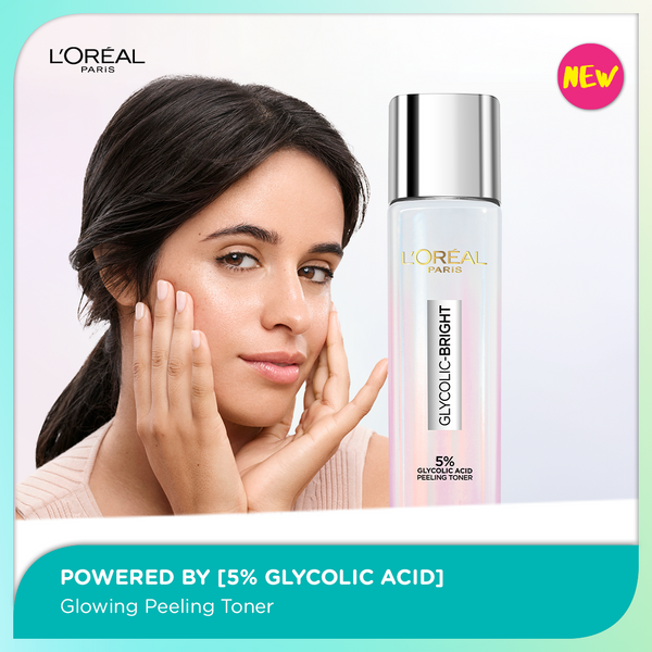 L'Oreal Paris Glycolic Bright 5% Glycolic Acid Peeling Toner for Instant Glowing Skin- 128ml