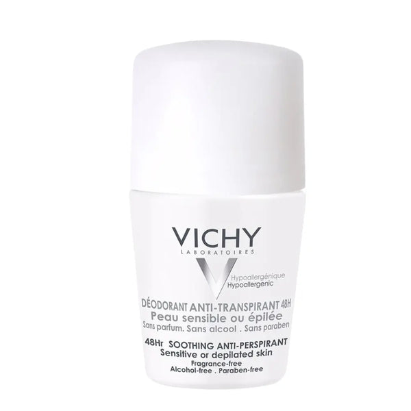 48H Anti-Perspirant Deodorant Sensitive or Waxed Skins Roll-on 50ml Vichy