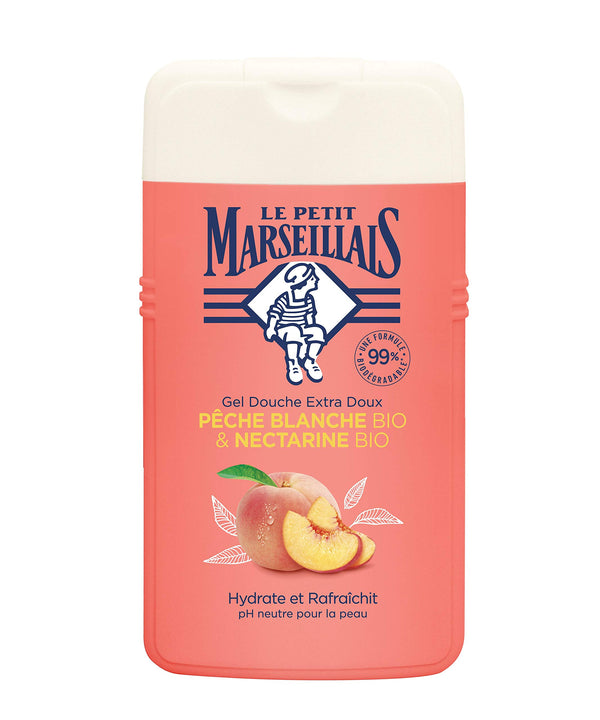 Le Petit Marseillais Gel Douche & Bain Extra Doux, Pêche Blanche Bio & Nectarine Bio, 250ml