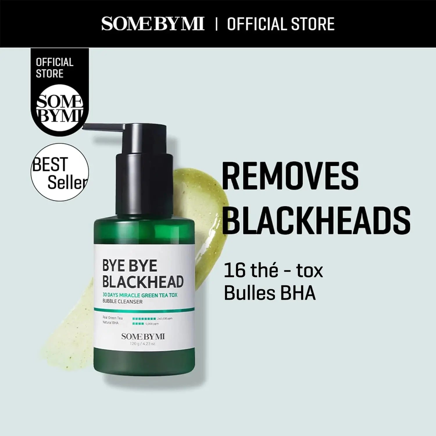 BYE BYE BLACKHEAD 30 DAYS MIRACLE GREEN TEA TOX BUBBLE CLEANSER 120G Some By Mi