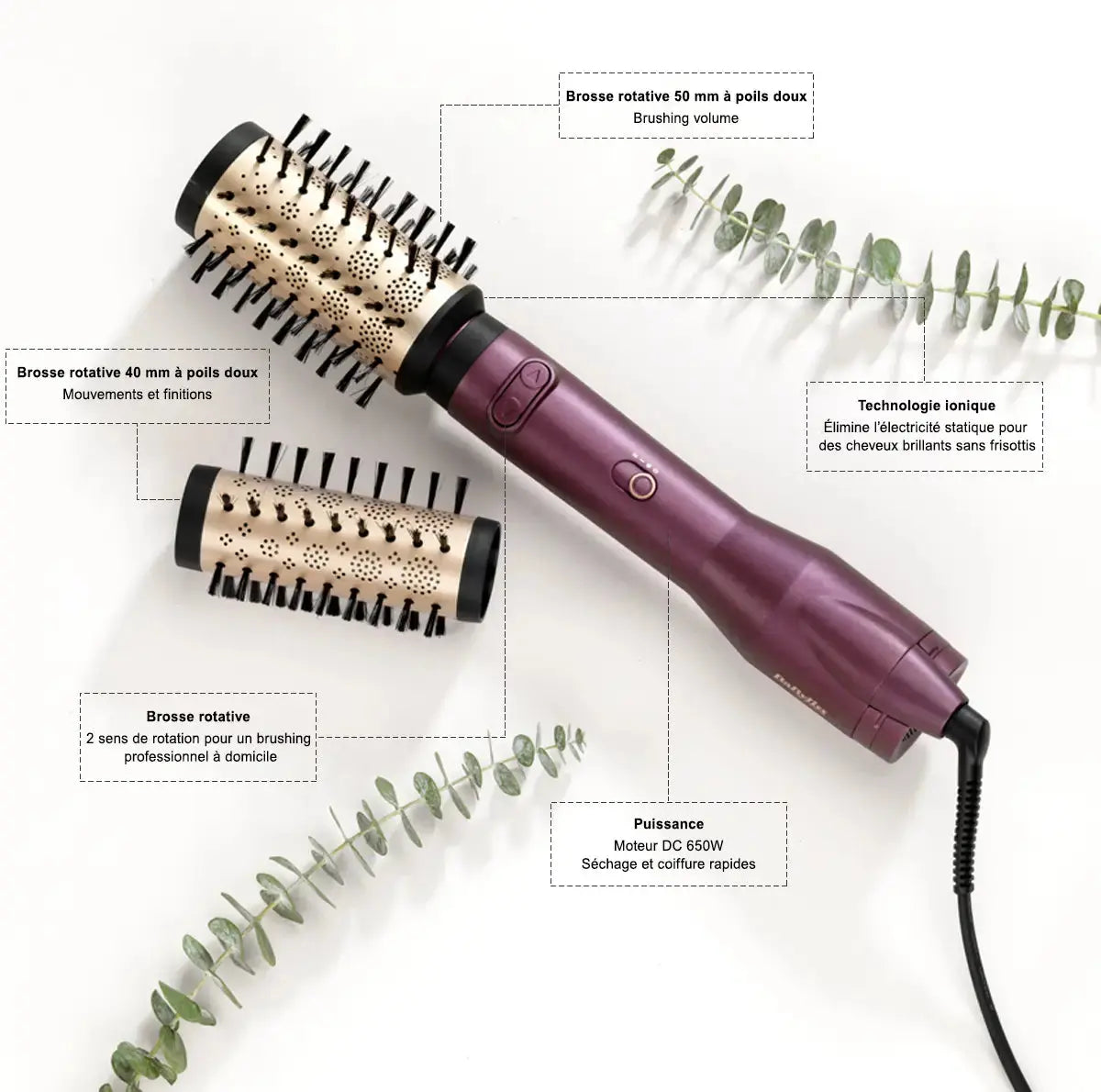 Brosse soufflante rotative, 650W AS950E Babyliss Paris