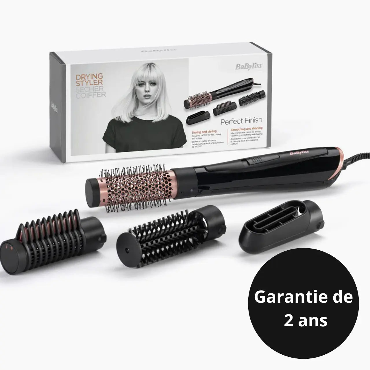 Brosse soufflante, 1000W, brosse à poils souples, mm thermique 38mm  (AS126E) Babyliss Paris