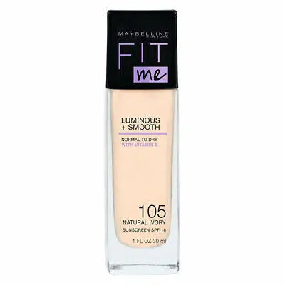 MAYBELLINE FIT ME LUMINOUS + SMOOTH Foundation 105 Natural Ivory 30ml Maybelline