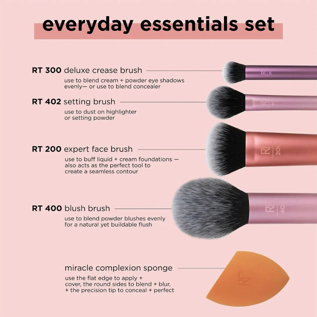 Real Techniques Everyday Essentials Makeup Brush Set Real Techniques