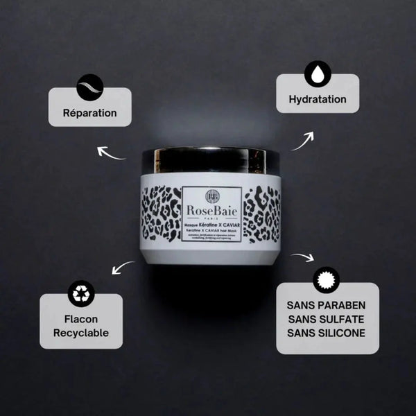 RoseBaie Masque Kératine x Caviar Réparation & Nutrition Intense 500ml Rose baie