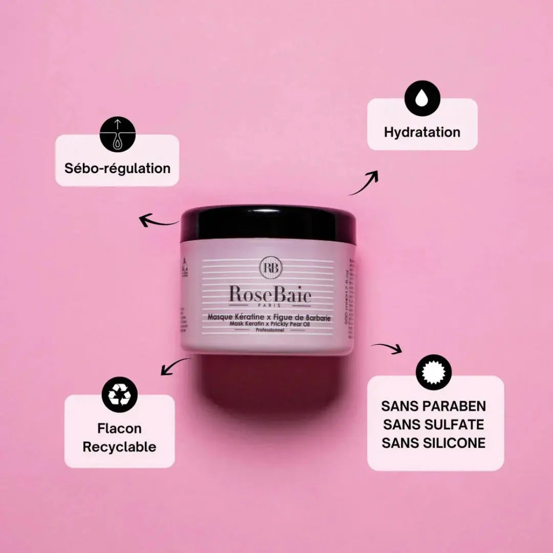 RoseBaie Masque Kératine x Figue de Barbarie 500ml Rose baie