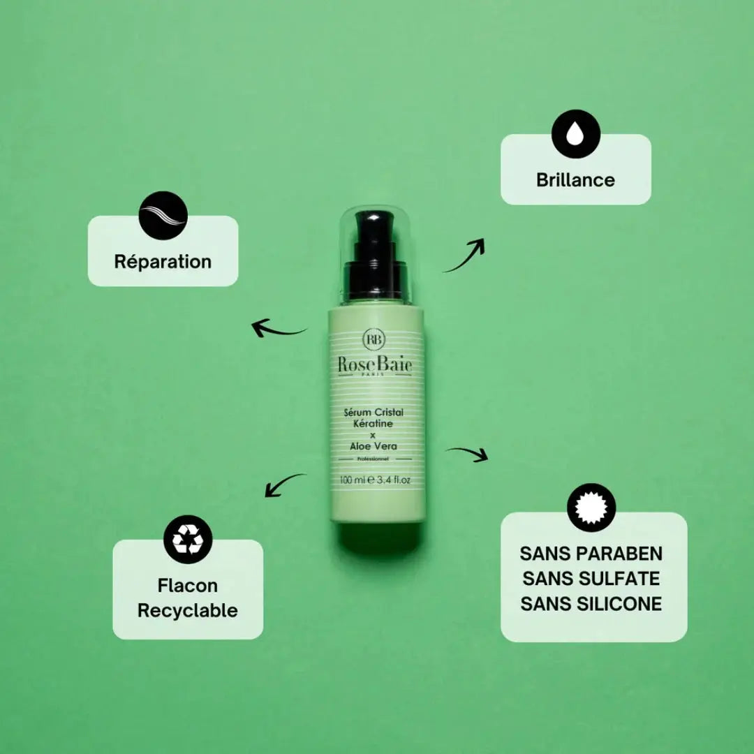 RoseBaie Sérum Cristal Kératine x Aloe Vera 100ml Rose baie