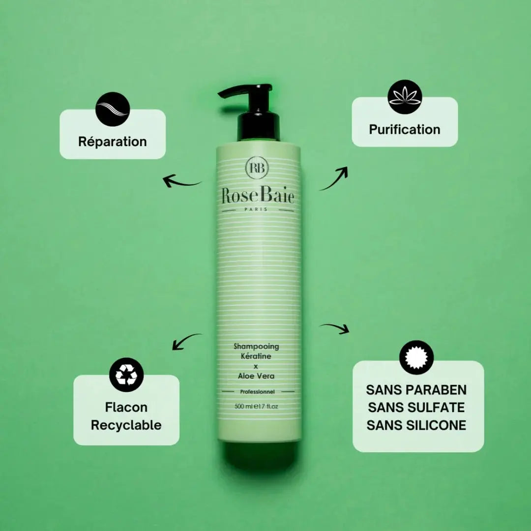 RoseBaie Shampoing Kératine x Aloe Vera 500ml Rose baie
