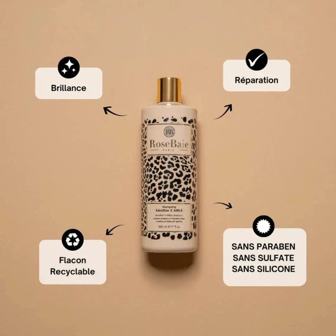 RoseBaie Shampoing Kératine x Amla Réparation & Hydratation 500ml Rose baie