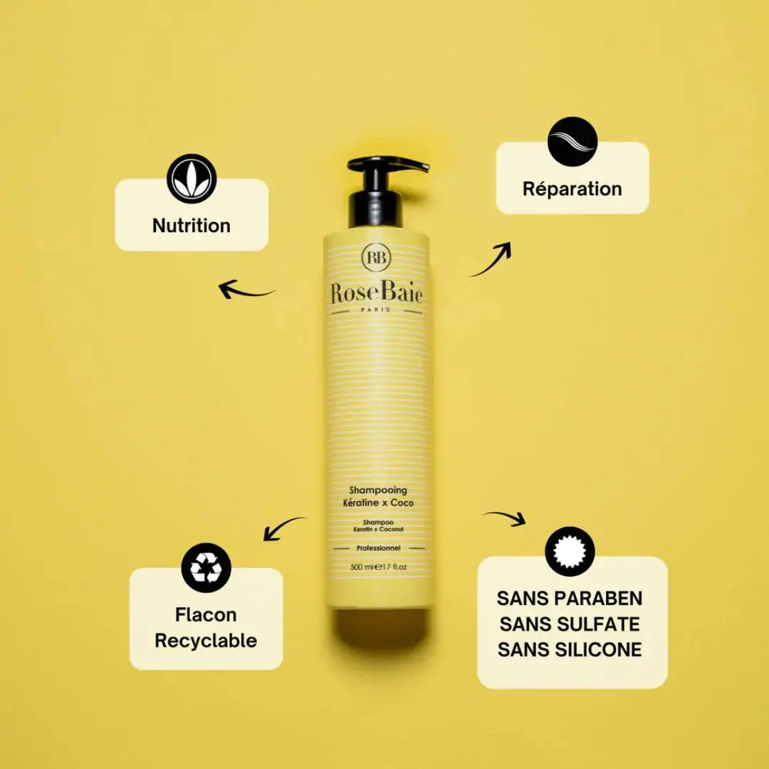 RoseBaie Shampoing Kératine x Coco 500ml Rose baie