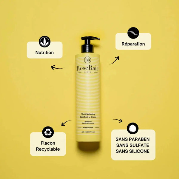 RoseBaie Shampoing Kératine x Coco 500ml Rose baie
