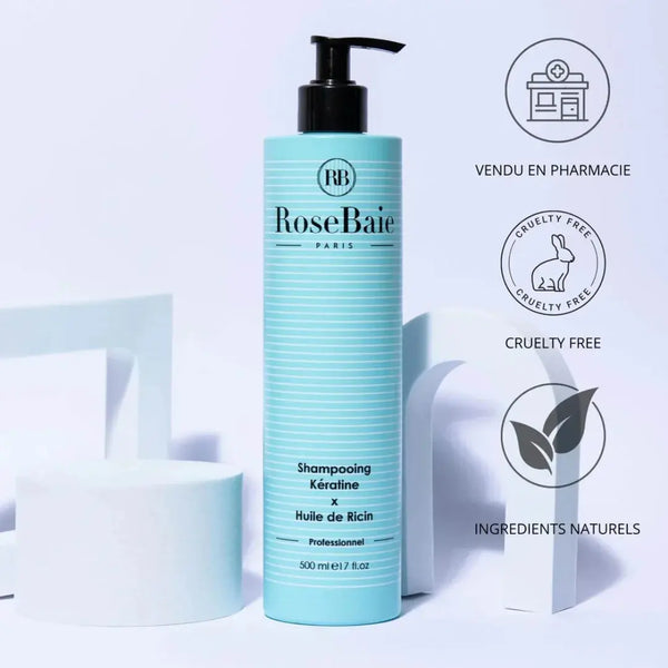 RoseBaie Shampoing Kératine x Huile de Ricin 500ml Rose baie