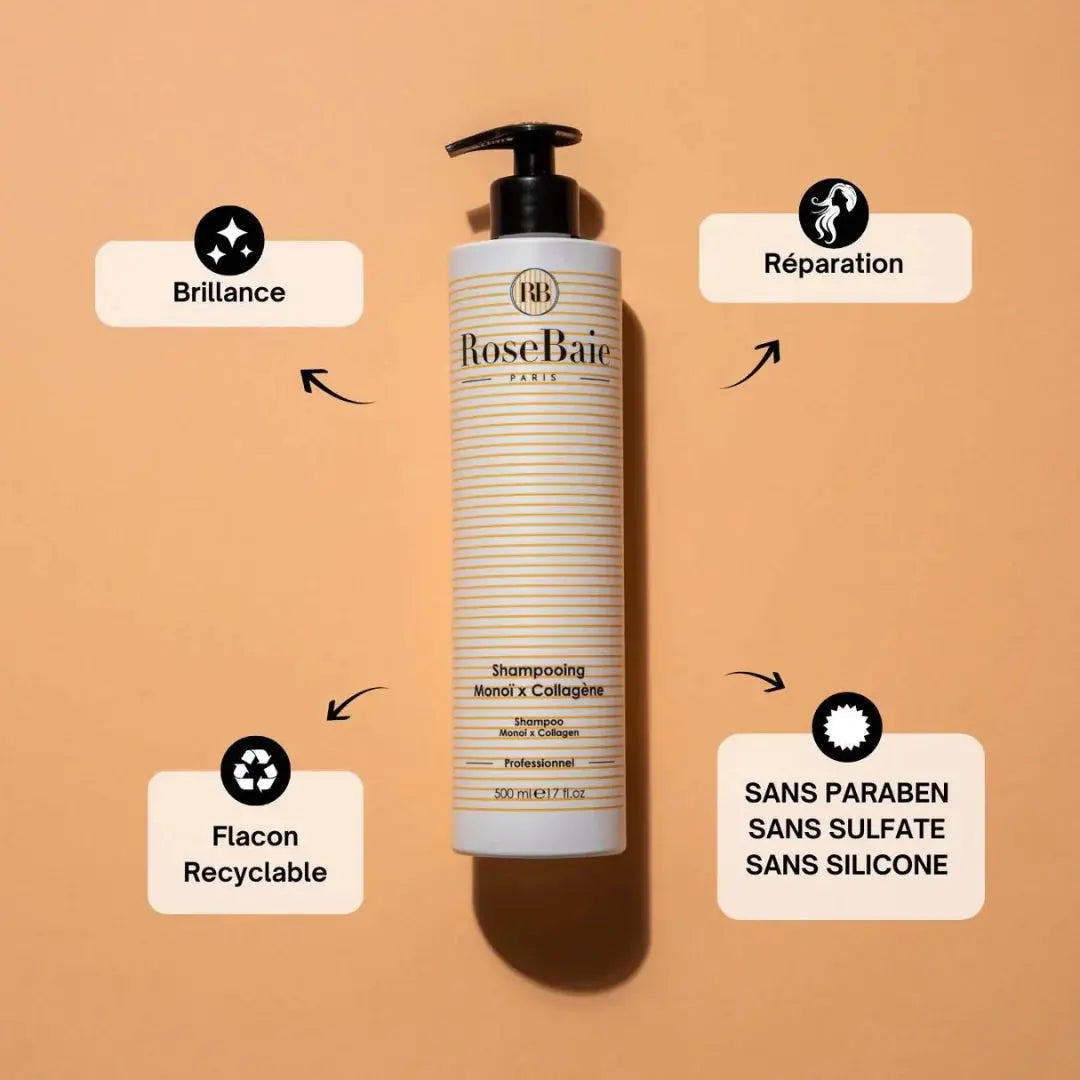 RoseBaie Shampooing Monoï x Collagène 500ml Rose baie