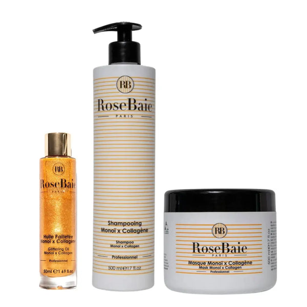 RoseBaie Trio Monoï x Collagène Rose baie