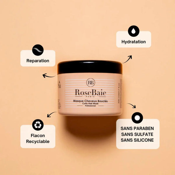 RoseBaie Masque Cheveux Bouclés x Huile d'Avocat 500ml