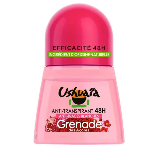 USHUAÏA – DÉODORANT BILLE GRENADE DES AÇORES, ANTI-TRANSPIRANT 48H, ANTI-TRACES BLANCHES – 50ML USHUAÏA