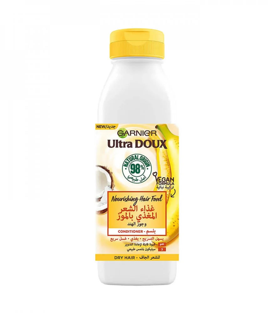 GARNIER ULTRA DOUX – HAIR FOOD – APRÈS SHAMPOOING NOURISSANT À LA BANANE POUR CHEVEUX SECS – 350ML