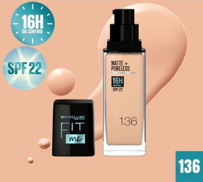 Maybelline - Fond de Teint Fit Me Matte & Poreless N° 136