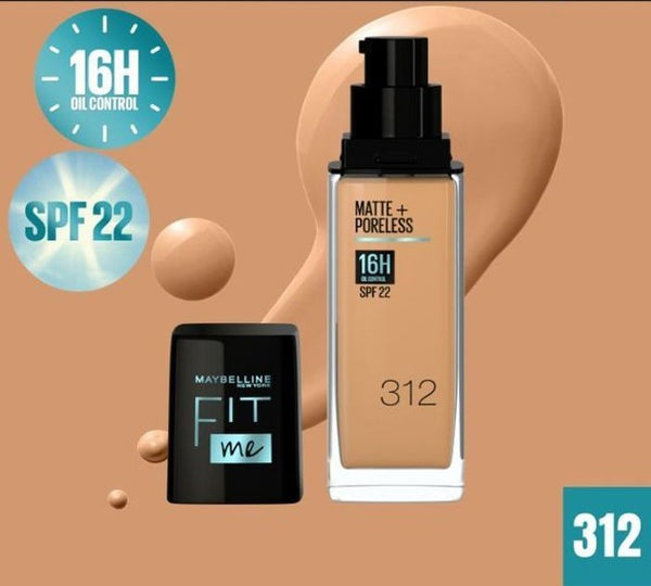 Maybelline - FIT ME FDT MAT PORELESS GLASS SPF22 312