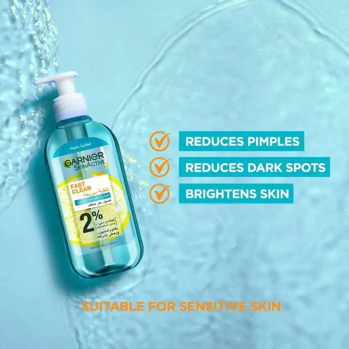 Garnier SkinActive Fast Clear - Gel nettoyant quotidien 3 en 1 Anti Acné - 200ml Garnier